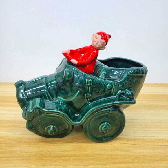 Other - Vintage Red Pixie im Jalopy Planter -elf driving car-succulent planter